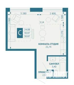 Студия квартира, вторичка, 31м2, 4/8 этаж