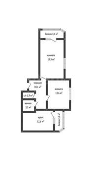 2-к квартира, вторичка, 61м2, 11/19 этаж