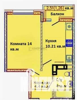1-к квартира, вторичка, 34м2, 6/16 этаж