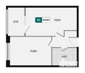 1-к квартира, вторичка, 35м2, 3/18 этаж