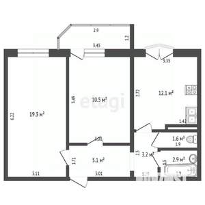 2-к квартира, вторичка, 55м2, 4/16 этаж