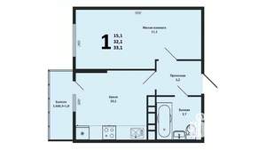 1-к квартира, вторичка, 36м2, 4/16 этаж