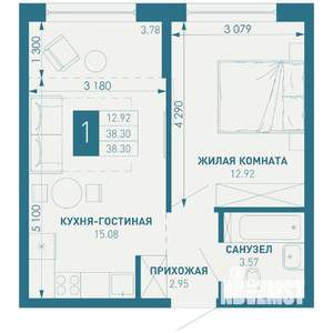 1-к квартира, вторичка, 38м2, 9/18 этаж