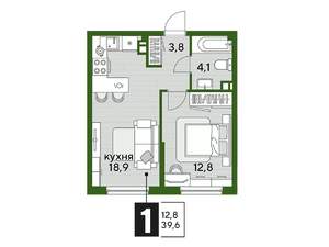 1-к квартира, вторичка, 40м2, 6/16 этаж