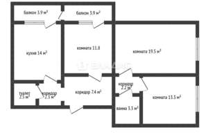 3-к квартира, вторичка, 79м2, 3/16 этаж