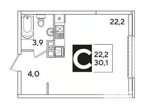 Студия квартира, вторичка, 30м2, 9/16 этаж