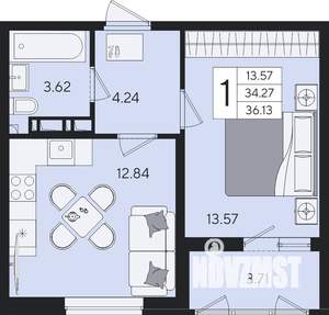 1-к квартира, вторичка, 36м2, 6/9 этаж