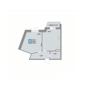 1-к квартира, вторичка, 50м2, 9/10 этаж