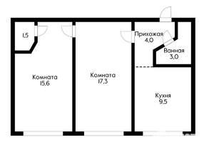 2-к квартира, вторичка, 51м2, 5/5 этаж