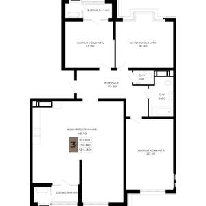 3-к квартира, строящийся дом, 123м2, 11/25 этаж