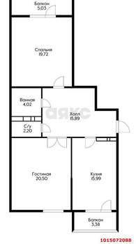 2-к квартира, вторичка, 81м2, 5/20 этаж