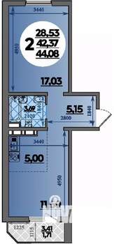 2-к квартира, вторичка, 44м2, 4/8 этаж