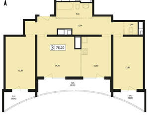 3-к квартира, сданный дом, 78м2, 16/24 этаж