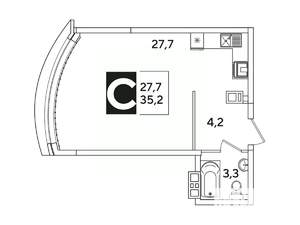 Студия квартира, вторичка, 35м2, 7/16 этаж