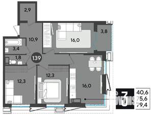 3-к квартира, вторичка, 80м2, 18/18 этаж