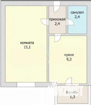1-к квартира, вторичка, 28м2, 1/5 этаж