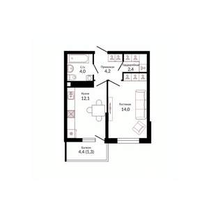 1-к квартира, вторичка, 39м2, 18/22 этаж