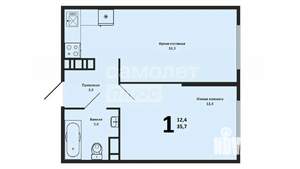 1-к квартира, строящийся дом, 36м2, 12/16 этаж