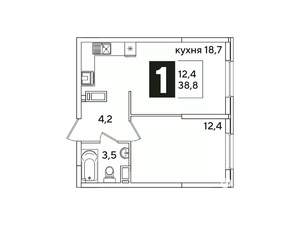 1-к квартира, вторичка, 39м2, 13/16 этаж