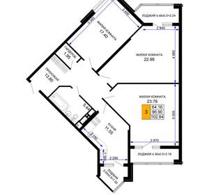 3-к квартира, вторичка, 103м2, 9/12 этаж