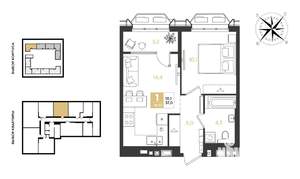 1-к квартира, строящийся дом, 37м2, 5/18 этаж