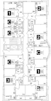 3-к квартира, вторичка, 73м2, 12/16 этаж