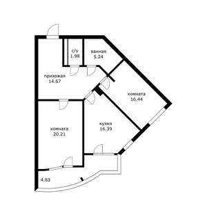 2-к квартира, вторичка, 80м2, 20/24 этаж