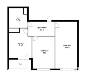 2-к квартира, вторичка, 50м2, 17/17 этаж