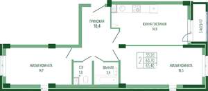 2-к квартира, вторичка, 67м2, 2/7 этаж
