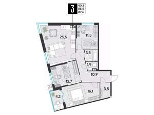 3-к квартира, вторичка, 90м2, 6/18 этаж