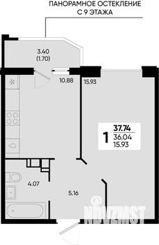 1-к квартира, вторичка, 38м2, 8/22 этаж