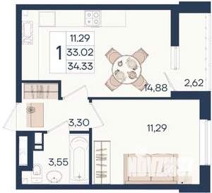 1-к квартира, вторичка, 34м2, 6/18 этаж