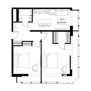 3-к квартира, строящийся дом, 79м2, 6/19 этаж