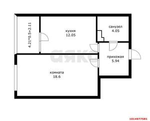 1-к квартира, вторичка, 43м2, 9/24 этаж