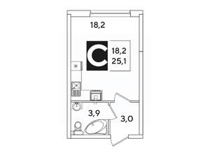 Студия квартира, вторичка, 25м2, 2/16 этаж
