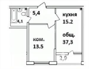 1-к квартира, сданный дом, 37м2, 10/16 этаж