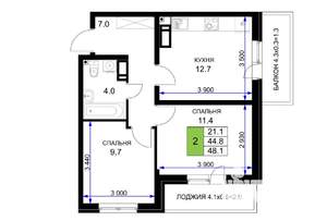 2-к квартира, вторичка, 48м2, 12/16 этаж