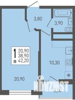 1-к квартира, вторичка, 42м2, 19/22 этаж