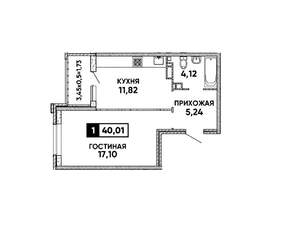 1-к квартира, вторичка, 40м2, 5/25 этаж