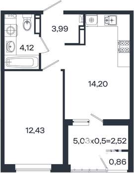 1-к квартира, вторичка, 38м2, 16/18 этаж