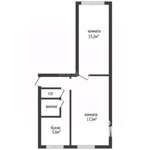 2-к квартира, вторичка, 45м2, 1/5 этаж