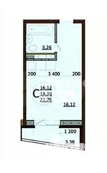 Студия квартира, вторичка, 23м2, 12/16 этаж