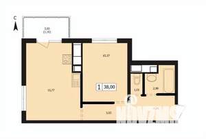 1-к квартира, вторичка, 38м2, 9/24 этаж