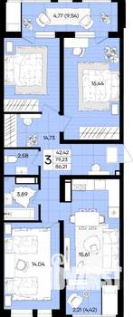 3-к квартира, вторичка, 86м2, 18/18 этаж