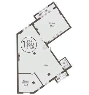 3-к квартира, вторичка, 207м2, 10/12 этаж