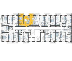 2-к квартира, строящийся дом, 59м2, 1/12 этаж