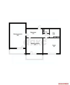 2-к квартира, вторичка, 57м2, 9/16 этаж