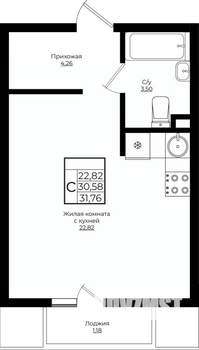 Студия квартира, вторичка, 32м2, 10/10 этаж