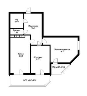 2-к квартира, вторичка, 50м2, 7/26 этаж