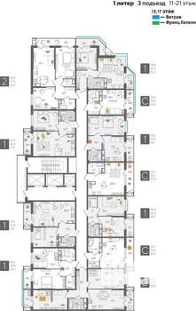 2-к квартира, вторичка, 69м2, 17/24 этаж